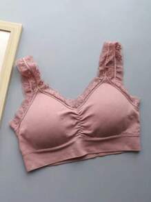 3 piezas, encaje de mujer con , ropa interior deportiva, hermosa espalda. - Negro - Ver 5