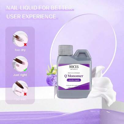 Q Monomer Acrylic Liquid For Nail System, 4.06oz - Professional Acrylic Nail Art, Nail Extension, Unscented Monomer For Home And Salon Use Acrylic Press On Nails