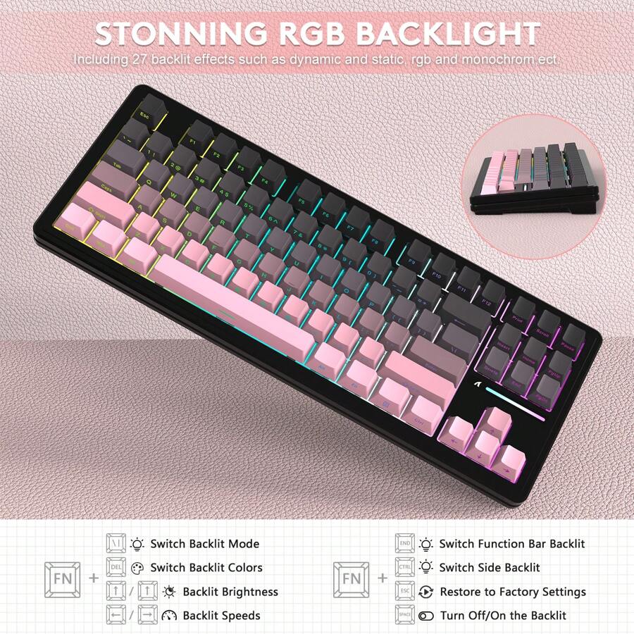 LexonTech ATTACK SHARK M87 PRO Wireless Mechanical Gaming Keyboard, Hot ...