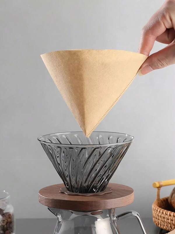 100 pezzi di filtri da caffè a forma di ventaglio conico realizzati artigianalmente in carta polposa, ideali per il rientro a scuola