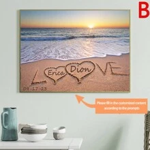 1 pieza Cartel de lona personalizado con el nombre de la pareja y la fecha, decoración del hogar, póster personalizado con nombre, decoración de sala de estar, dormitorio, cocina y pasillo, impresión en lienzo, regalo del día de San Valentín y decoración del amor, sin marco