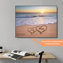 1 pieza Cartel de lona personalizado con el nombre de la pareja y la fecha, decoración del hogar, póster personalizado con nombre, decoración de sala de estar, dormitorio, cocina y pasillo, impresión en lienzo, regalo del día de San Valentín y decoración del amor, sin marco