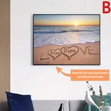 1 pieza Cartel de lona personalizado con el nombre de la pareja y la fecha, decoración del hogar, póster personalizado con nombre, decoración de sala de estar, dormitorio, cocina y pasillo, impresión en lienzo, regalo del día de San Valentín y decoración del amor, sin marco