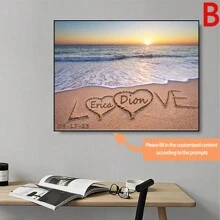 1 pieza Cartel de lona personalizado con el nombre de la pareja y la fecha, decoración del hogar, póster personalizado con nombre, decoración de sala de estar, dormitorio, cocina y pasillo, impresión en lienzo, regalo del día de San Valentín y decoración del amor, sin marco