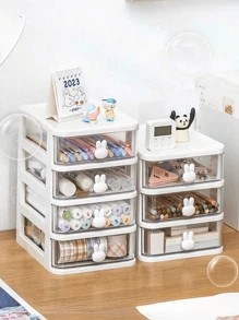 5-Tier Rabbit Shaped Makeup Storage Box, Stackable Drawers Organizer, Multi-Functional For Office, Vanity, Accessories, Bedroom, Living Room, Entryway, Dorm, Desktop Decor, Autumn, Holiday, Christmas, Halloween Decoration,For Back To School