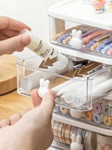 5-Tier Rabbit Shaped Makeup Storage Box, Stackable Drawers Organizer, Multi-Functional For Office, Vanity, Accessories, Bedroom, Living Room, Entryway, Dorm, Desktop Decor, Autumn, Holiday, Christmas, Halloween Decoration,For Back To School