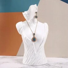 1 pieza Soporte de exhibición de busto de maniquí de resina creativo para almacenamiento de joyas como collares y aretes, modelo de retrato, vitrina, regalo para mujeres - Negro - Ver 33