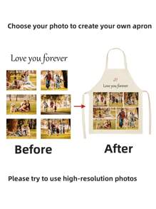 1pc Custom Face Apron With Photo For Mom Men Women Customized Funny Picture Chef Cooking Kitchen Apron Personalized Kitchen Waterproof Apron Customize Photo Logo Picture Name Chef Cook Apron Ideal For Mom Husband Girlfriend Boyfriend Father's Day Valentine's Day Mother's Day Birthdays Anniversaries Graduation Weddings Love Unique Ideal Gifts For Family For Housewarming,Six Custom Images, Customizable Image Text, Customizable Text Fonts