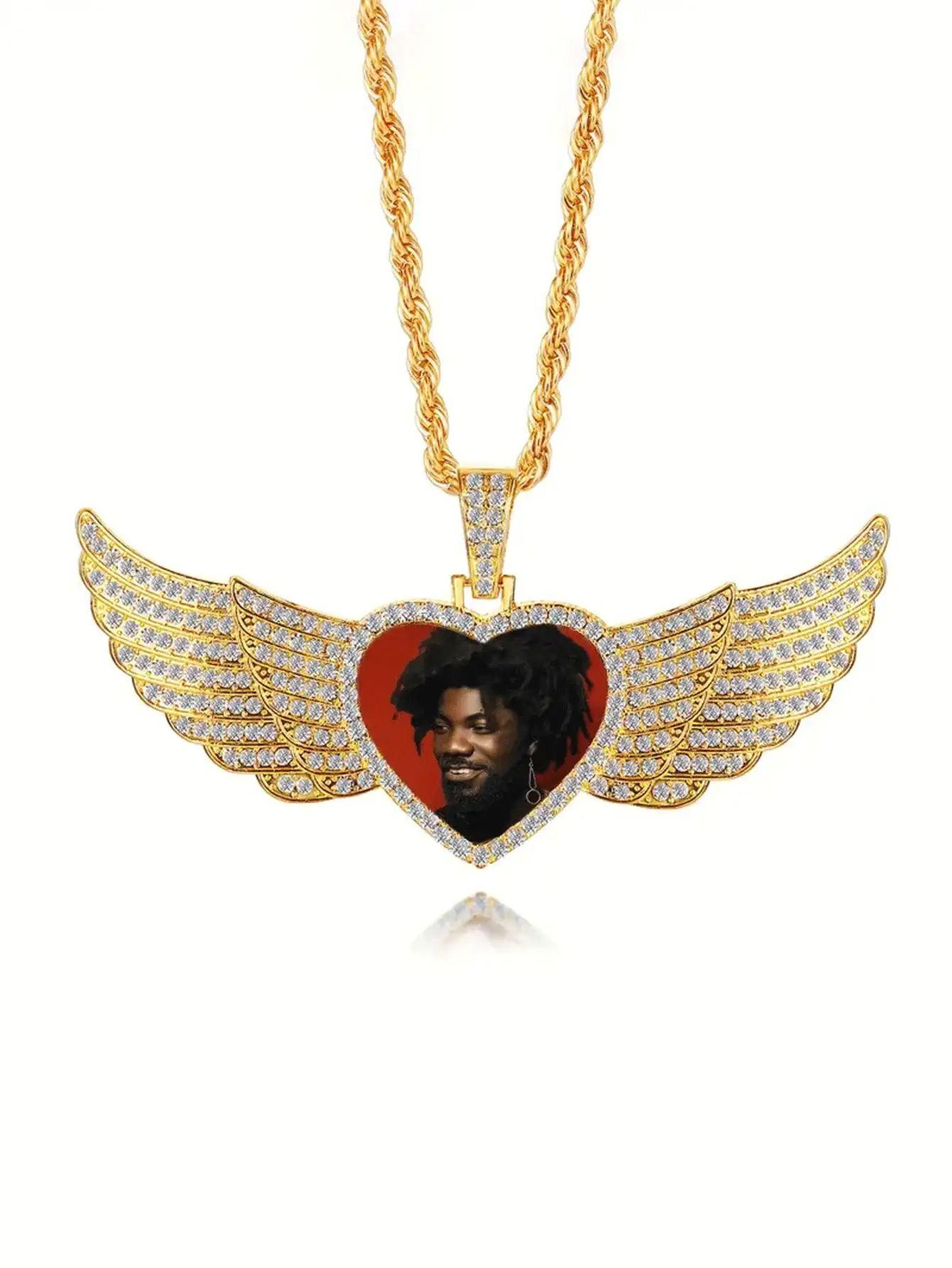 1 Dây chuyền nam, Mặt dây chuyền hình ảnh cá nhân hóa, Mặt dây chuyền hình cánh thiên thần, Quà tặng trang sức, Quà tặng sinh nhật và kỷ niệm - Bạc - Xem 3