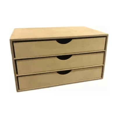 Gaveteiro Organizador Em Mdf Cru Para Folhas A4 - 3 Gavetas