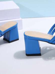 Giày cao gót đế xuồng kiểu Pháp dành cho nữ, giày cao gót đế dày quai hẹp phong cách cổ tích thanh lịch mới cho mùa hè, thích hợp cho các buổi hẹn hò, dạo phố, tiệc tùng, đi làm, công tác, sự kiện - Màu xanh lam - Xem 3