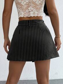 女士条纹迷你裙，休闲时尚，适合日常穿着