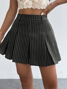 女士条纹迷你裙，休闲时尚，适合日常穿着