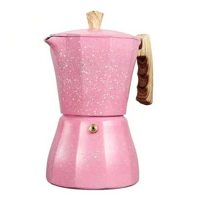 Cafetera Moka octagonal rosa brillante, cafetera express de aluminio, electrodoméstico de café para el hogar de vuelta a la escuela