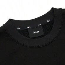 MLB New York Yankees Basic Series Round Neck Casual Sweatshirt, Solid Color Brand Large Logo Vintage Style, Unisex, Black
