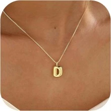 suteyi Bubble Letter Necklace Gold 14K Gold Plated Necklace Initial Necklaces For Women Dainty Bubble Alphabet Pendant Personalized Jewelry Gift - Gold - View 15