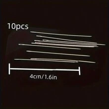 10pcs Ultra-Fine Beading Needles For Jewelry Making - Metal Sewing & Crafting Needles, Ideal For Threading Pearls And Beads, DIY Craft Supplies