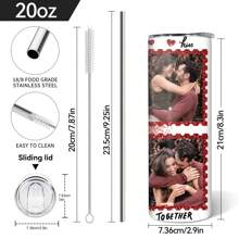 1 Piece With 20 Pictures Customized/Stainless Steel Cold Water Cup/Specialty Coffee Cup, Cute And Fashionable Holiday Water Cup, Breakfast Cup, Water Cup/Loving Valentine's Day Gift, Reusable Heart-Warming Gift, Surprise Gift For Parents, Anniversary Gift, Wedding Anniversary Gift
