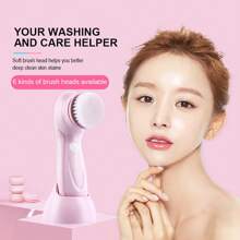 3 In 1 Electric Facial Cleanser Multi-Functional Rotating Massage Face Brush Blackheads Pore Cleansing Face Washer 450mAh - Pink - View 3