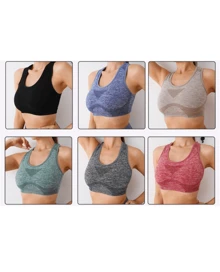 Women's Gym Fitness Set Leggings 1 Top 1 Shorts Butt Lifter Seamless And Padded - 灰色 - 查看 2