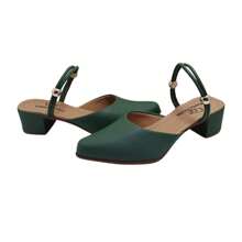 Women's 2 In 1 Social Mule Women's Pumps Low Medium Heel Comfort 050 - Green - View 5