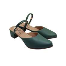 Women's 2 In 1 Social Mule Women's Pumps Low Medium Heel Comfort 050 - Green - View 2