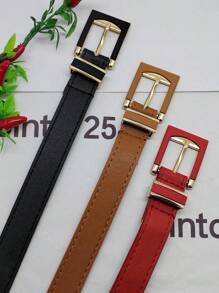 3 Pieces Leather Belt With Buckle 2.3CM