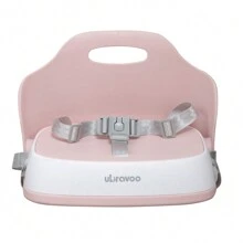 UBRAVOO Portable Booster Seat For Dining, Travel High Chair With 3-Point Harness And 2 Adjustable Straps, Washable Baby Food Chairs 6 Months Plus Sitting Up - 粉色 - 查看 1