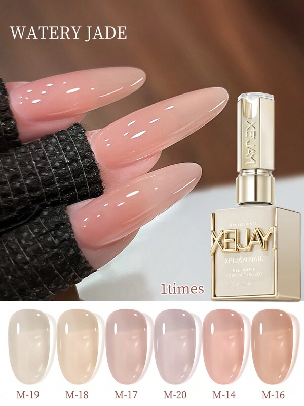 6 Colors 15ML Watery Jade Gel Pure Nail Polish Gel Nail Add Semi-Permanent Soak Off UV LED Construction Gel Varnish