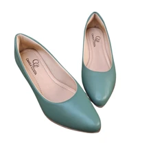 Women's Pumps Low Thick Heel Comfortable Formal Shoes - 綠色 - 查看 4