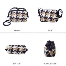 Queenoris Woven Crossbody Bags For Women,Small Super Cute Bag Cell Phone Crossbody Bags Ultra Soft Shoulder Slouchy Handbags - Blue & Beige - View 6