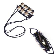 Queenoris Woven Crossbody Bags For Women,Small Super Cute Bag Cell Phone Crossbody Bags Ultra Soft Shoulder Slouchy Handbags - Blue & Beige - View 8