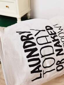 1pc Extra Large Polyester Laundry Basket, Modern Letter Graphic Laundry Basket For HomeL - Multicolor - View 5