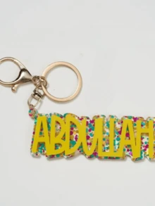 1pc Multi-Color Option To Customize Personalized Acrylic Name Keychain, Custom Lettering Keyring, Colorful Glitter Pendant, DIY Name And Date, The Perfect Gift For Special Occasions Mother's Day Valentine's Day Gift Back To School Gift Ideal Gift For Men And Women Birthday Gift Christmas Gift