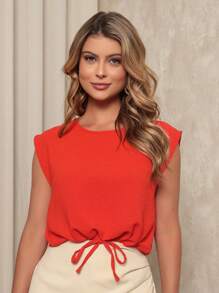 ALETHEIA - JAPANESE SLEEVE BLOUSE TANK TOP WITH ADJUSTMENT AT THE HEM FRESH AND COMFORTABLE DUNAS FABRIC -  BLOUSES - 紅色 - 查看 1