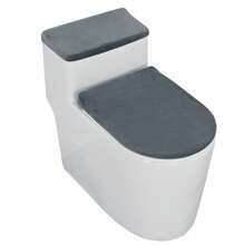 1pc Solid Color Rabbit Fur Toilet Seat Lid Cover Set, Stretchy Two-Piece Toilet Tank Cover, Dust-Proof Decoration Toilet Accessories, Suitable For All Seasons Bathroom Decor Fall Decor