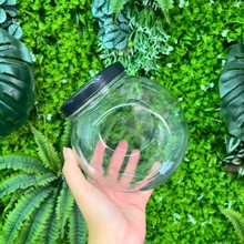 Kit 4 Plastic Candy Jars 1.2l Round With Metallic Lid - màu đen - Xem 2