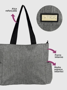 Women's Large Durable Daily Shoulder Bag With Side Pocket Work College - 灰色 - 查看 5