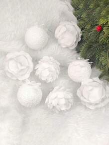 3 件防碎白色花瓣圣诞球，8 厘米圣诞树节日装饰，适用于圣诞派对、万圣节、节日、家庭、派对、礼物、窗户、卧室、圣诞装饰、圣诞快乐、新年快乐 - 彩色 - 查看 11
