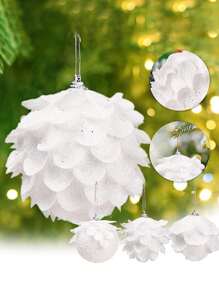 3 件防碎白色花瓣圣诞球，8 厘米圣诞树节日装饰，适用于圣诞派对、万圣节、节日、家庭、派对、礼物、窗户、卧室、圣诞装饰、圣诞快乐、新年快乐 - 彩色 - 查看 10