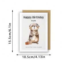 Animal Birthday Cards, Otter Card For Birthday, Otter Happy Birthday Card, Birthday Card Girlfriend, Birthday Gift, For Family And Friends - Multicolor - View 3