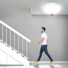 LILIIN LILIIN 15W 24W lampa sufitowa LED zimna biel ciepła biel z czujnikiem ruchu i przełącznikiem DIP Ultracienka lampa sufitowa czujnik radarowy kinkiet lampa panelowa LED IP44 do kuchni sypialnia przedpokój