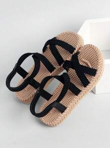 1 par de sandalias planas a juego para madre e hija, de estilo bohemio, con banda elástica y diseño deslizante, suela flexible de doble capa, moda y versátil, adecuado para niños y niñas de 3 a 14 años, para verano, exterior, playa, vacaciones