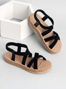 1 par de sandalias planas a juego para madre e hija, de estilo bohemio, con banda elástica y diseño deslizante, suela flexible de doble capa, moda y versátil, adecuado para niños y niñas de 3 a 14 años, para verano, exterior, playa, vacaciones