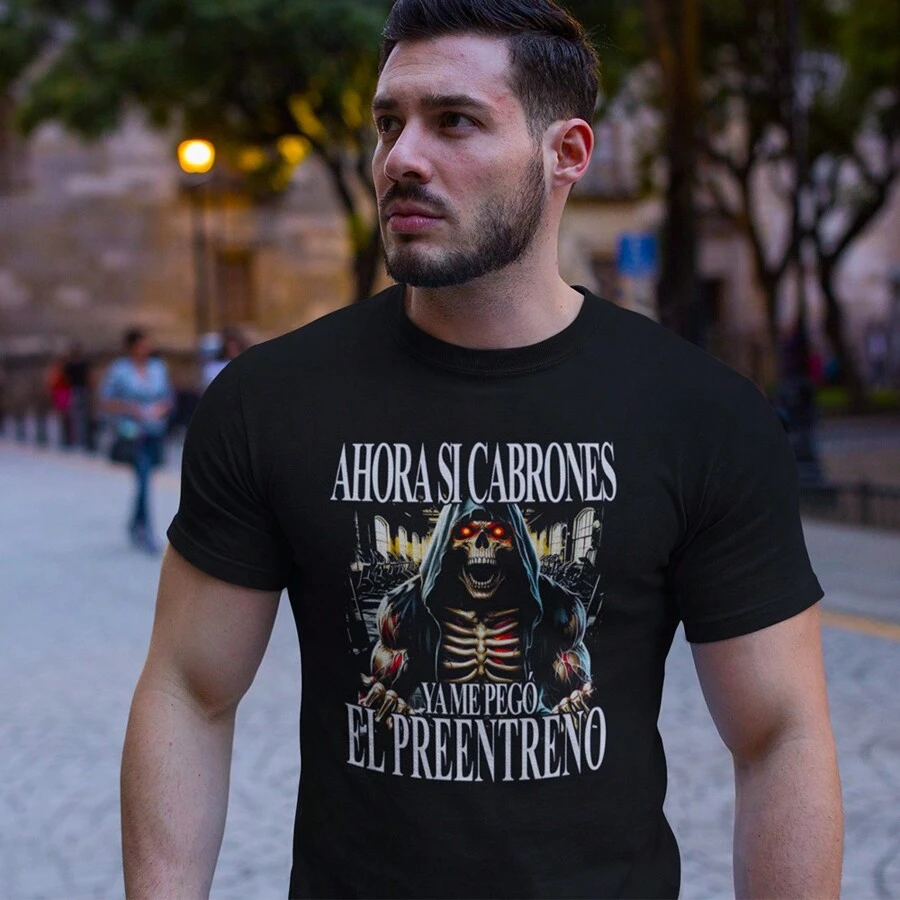 Playera Camiseta Calaca Meme Gym Ya Me Pego El Pre Entreno Nocivo - Negro - Ver 1