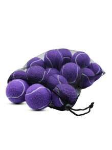 4 piezas/paquete Pelotas de tenis de alta densidad y alta elasticidad premium para entrenamiento y ejercicio, incluye bolsa de red portátil para uso en interiores y exteriores, juguete para mascotas - Morado - Ver 7