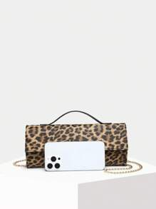 1 件女式双向豹纹顶部提手包，编织手提包，时尚，简约，优雅，多功能，经典，金色，适合办公室、通勤、约会、日常、购物、下午茶、派对、舞会、俱乐部、约会、生日、晚会、约会之夜，时尚豹纹手提包，适合女士豹纹回归 - 棕色 - 查看 5