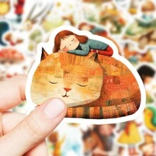 50 miếng dán hình động vật và thiên nhiên kỳ lạ - Miếng dán trang trí dễ thương, miếng dán trang trí thẩm mỹ bằng nhựa vinyl tự dính - Lý tưởng cho sổ lưu niệm, máy tính xách tay, chai lọ, ô tô, nhật ký, v.v. - nhiều màu - Xem 3