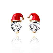 1 Pair Elegant Santa Claus & Little Red Riding Hood Stud Earrings, Decorated With Shiny Rhinestones, Suitable For Holiday Wear And Gift Valentine's Day Accessories