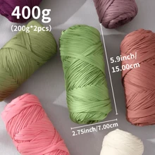 400g (200g*2), 2 Packs High Elastic Cord Yarn, Suitable For Handmade Weaving Bags, Baskets, Carpets, Shoes, Home Decor And DIY Crafts - Multicolor - View 2